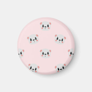 Cute Kawaii Beer Gezicht Patroon op Pastel Roze Magneet