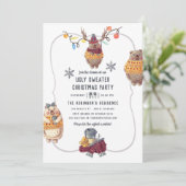 Cute Kawaii Beer Ugly Sweater Kerstparty Kaart (Staand voorkant)