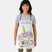 Cute Kawaii Beer Unicorn Face met bloeiende kroon Schort (Insitu)