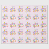 Cute Kawaii Beer Unicorn Face Pink - Gepersonalise Cadeaupapier (Vlak)