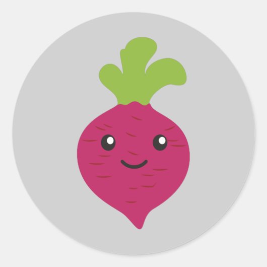 Cute Kawaii Beet Ronde Sticker (Voorkant)