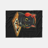 Cute Kawaii Black Cat Funny Sushi Retro Japanese C Fleece Deken (Voorkant (Horizontaal))