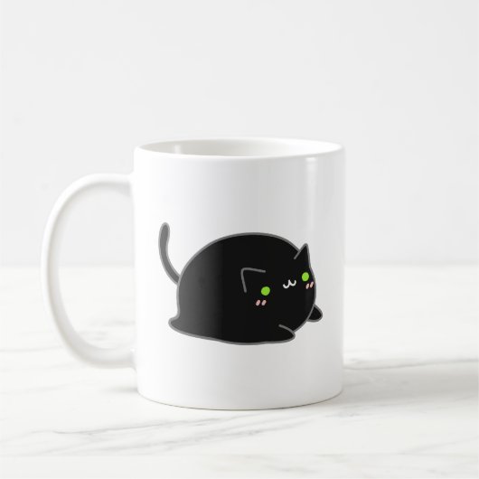 Cute Kawaii Black Cat Koffiemok (Links)