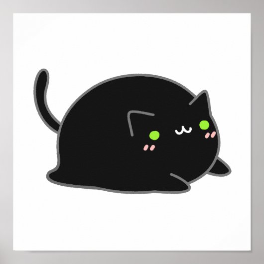 Cute Kawaii Black Cat Poster (Voorkant)