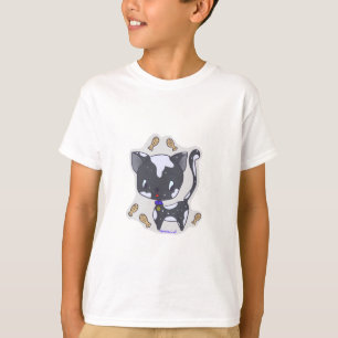 Cute Kawaii Black Cat with fish Boy's T shirt