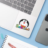 Cute Kawaii Black Doraemon Anime Sticker (Laptop met iPhone)