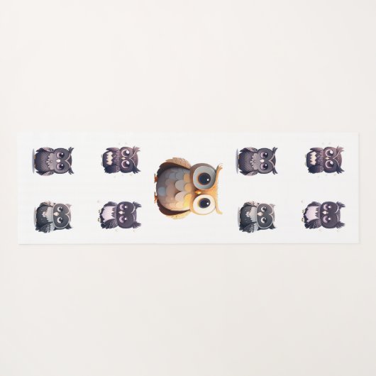 Cute Kawaii Black Owl Children's Yogamat (Achterkant (horizontaal))