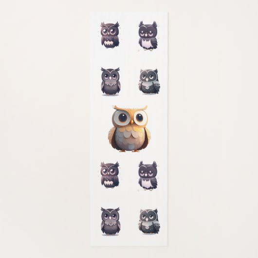 Cute Kawaii Black Owl Children's Yogamat (Achterkant)