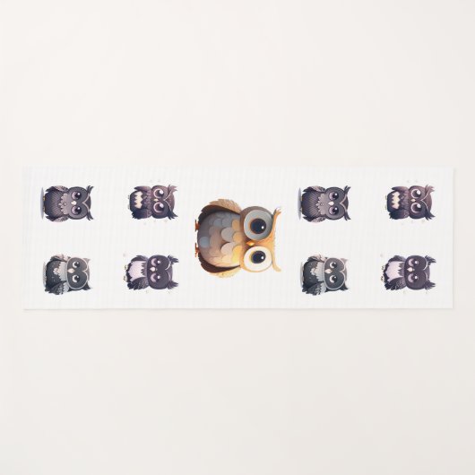 Cute Kawaii Black Owl Children's Yogamat (Voorkant (horizontaal))