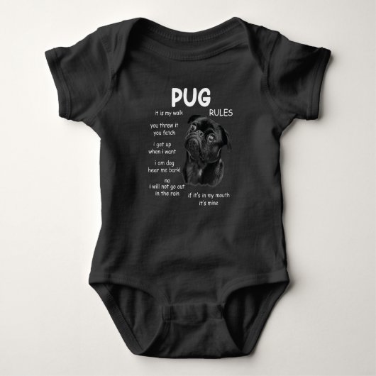 Cute Kawaii Black Pug Dog Gift for Pet Lover Romper (Voorkant)