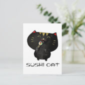 Cute Kawaii Black Sushi Cat Briefkaart (Staand voorkant)