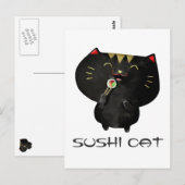 Cute Kawaii Black Sushi Cat Briefkaart (Voorkant / Achterkant)