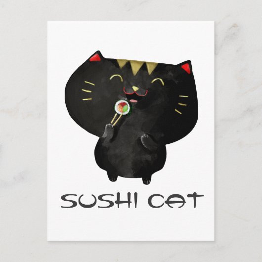 Cute Kawaii Black Sushi Cat Briefkaart (Voorkant)