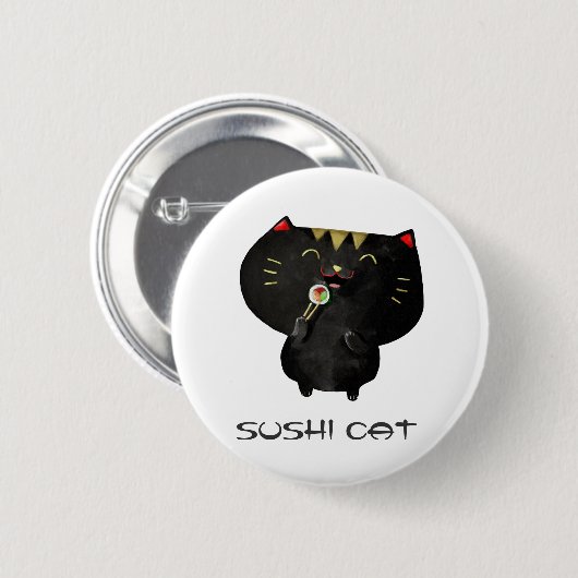 Cute Kawaii Black Sushi Cat Ronde Button 5,7 Cm (Voorkant /achterkant)