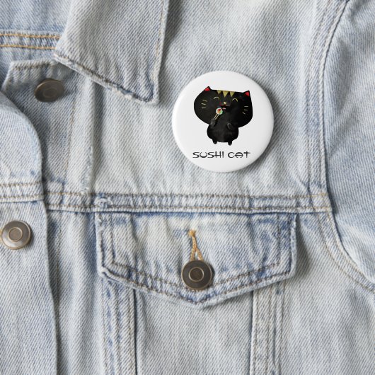 Cute Kawaii Black Sushi Cat Ronde Button 5,7 Cm (In situ)