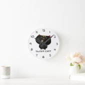 Cute Kawaii Black Sushi Cat Ronde Klok (Huis)
