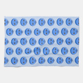 Cute Kawaii Blue Blueberry Character Theedoek (Horizontaal)