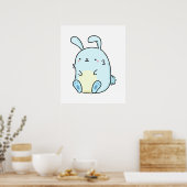 Cute Kawaii Blue Bunny Poster (Keuken)