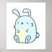 Cute Kawaii Blue Bunny Poster (Voorkant)