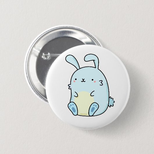 Cute Kawaii Blue Bunny Ronde Button 5,7 Cm (Voorkant /achterkant)