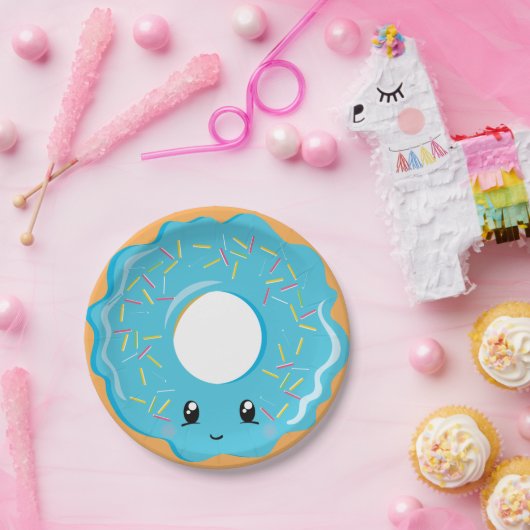 Cute Kawaii blue donut party bord (Feest)
