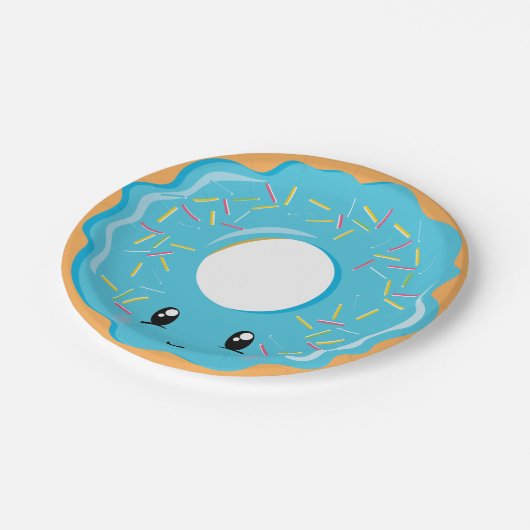 Cute Kawaii blue donut party bord (Gekanteld)