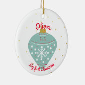 Cute Kawaii Blue Ornament Baby eerste kerstmis (Rechts)
