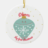 Cute Kawaii Blue Ornament Baby eerste kerstmis (Voorkant)