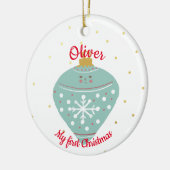 Cute Kawaii Blue Ornament Baby eerste kerstmis (Links)