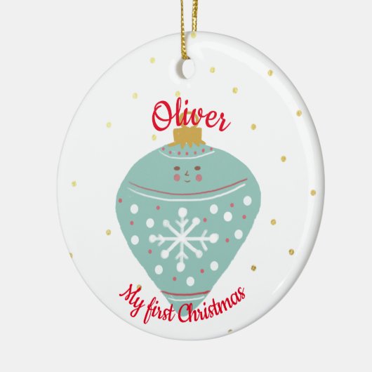 Cute Kawaii Blue Ornament Baby eerste kerstmis (Links)