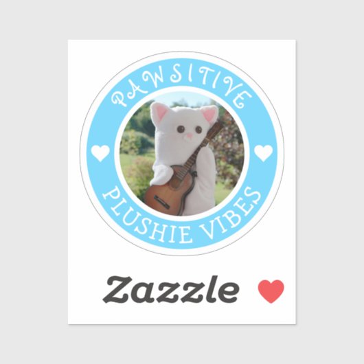 Cute Kawaii Blue Pawsitive Plushie Vibes Photo Sticker (Vel)