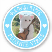 Cute Kawaii Blue Pawsitive Plushie Vibes Photo Sticker (Voorkant)