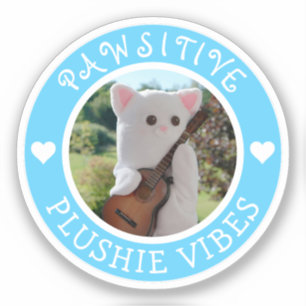 Cute Kawaii Blue Pawsitive Plushie Vibes Photo Sticker