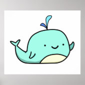 Cute Kawaii Blue Whale Poster (Voorkant)