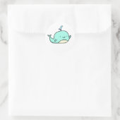 Cute Kawaii Blue Whale Ronde Sticker (Tas)