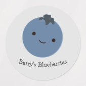 Cute Kawaii Blueberry Label met naam (Design 1)