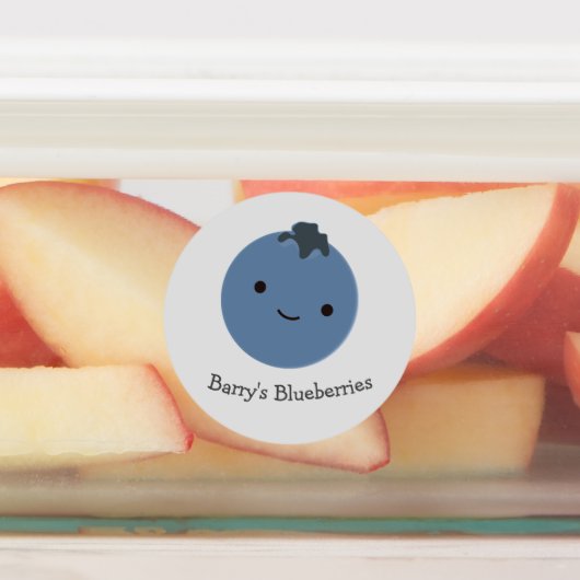 Cute Kawaii Blueberry Label met naam (Aangebracht)