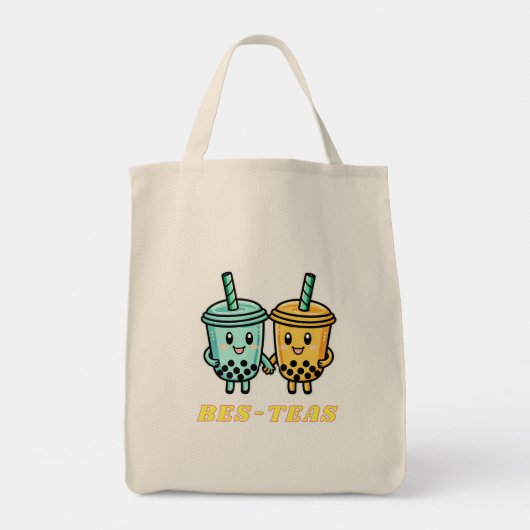 Cute Kawaii Boba Bubble Tea Tote Bag (Achterkant)