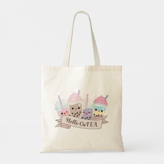 Cute Kawaii Boba Bubble Teas Tote Bag (Achterkant)
