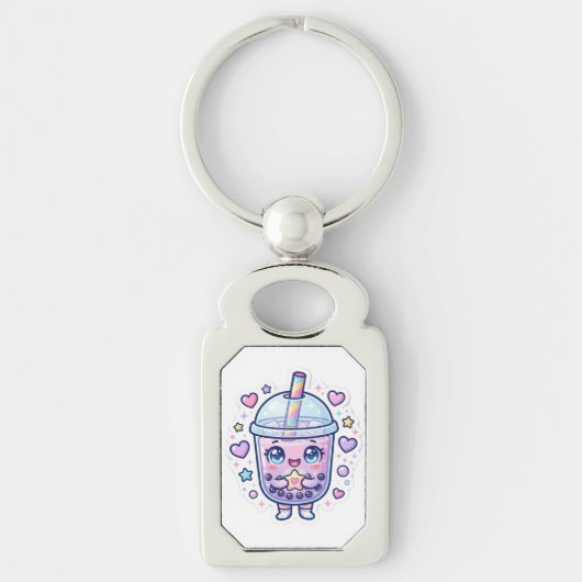 Cute Kawaii Boba Melk Thee Chibi Karakter Sleutelh Sleutelhanger (Voorkant)