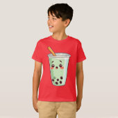 Cute Kawaii Boba Tea Bubble Tea Character Matcha G T-shirt (Voorkant volledig)