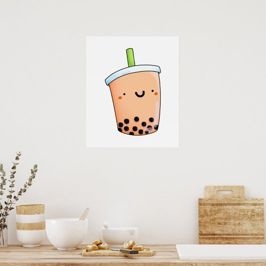 Cute Kawaii Boba Tea Poster (Keuken)