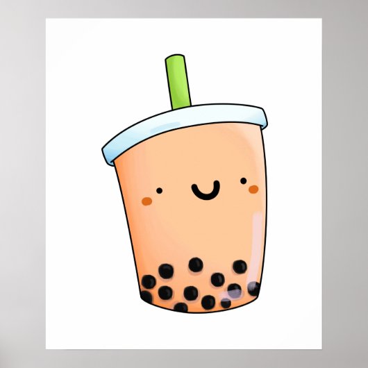 Cute Kawaii Boba Tea Poster (Voorkant)