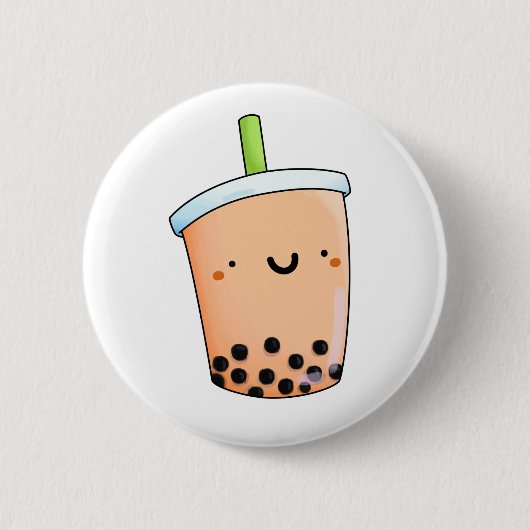Cute Kawaii Boba Tea Ronde Button 5,7 Cm (Voorkant)