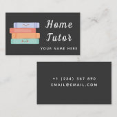 Cute Kawaii Books Home Tutor Teacher Simple Grey Visitekaartje (Voorkant / Achterkant)
