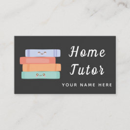 Cute Kawaii Books Home Tutor Teacher Simple Grey Visitekaartje