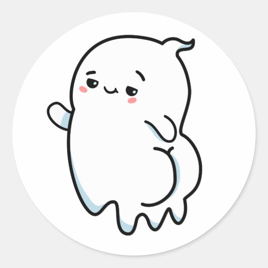 Cute Kawaii Bootylicious Ghost Ronde Sticker (Voorkant)
