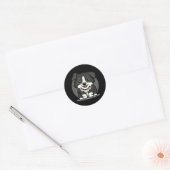 Cute Kawaii Border Collie Chibi Ronde Sticker (Envelop)