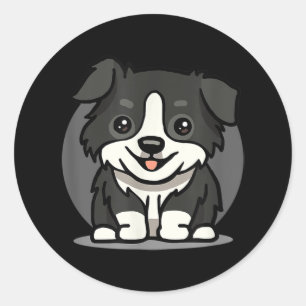 Cute Kawaii Border Collie Chibi Ronde Sticker