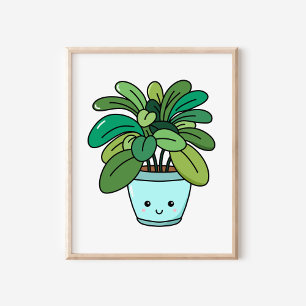 Cute Kawaii Botanische Kunstplant in Pot Poster